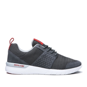 Supra Mens SCISSOR Dk Grey/Risk Red/white Low Top Shoes | CA-72956